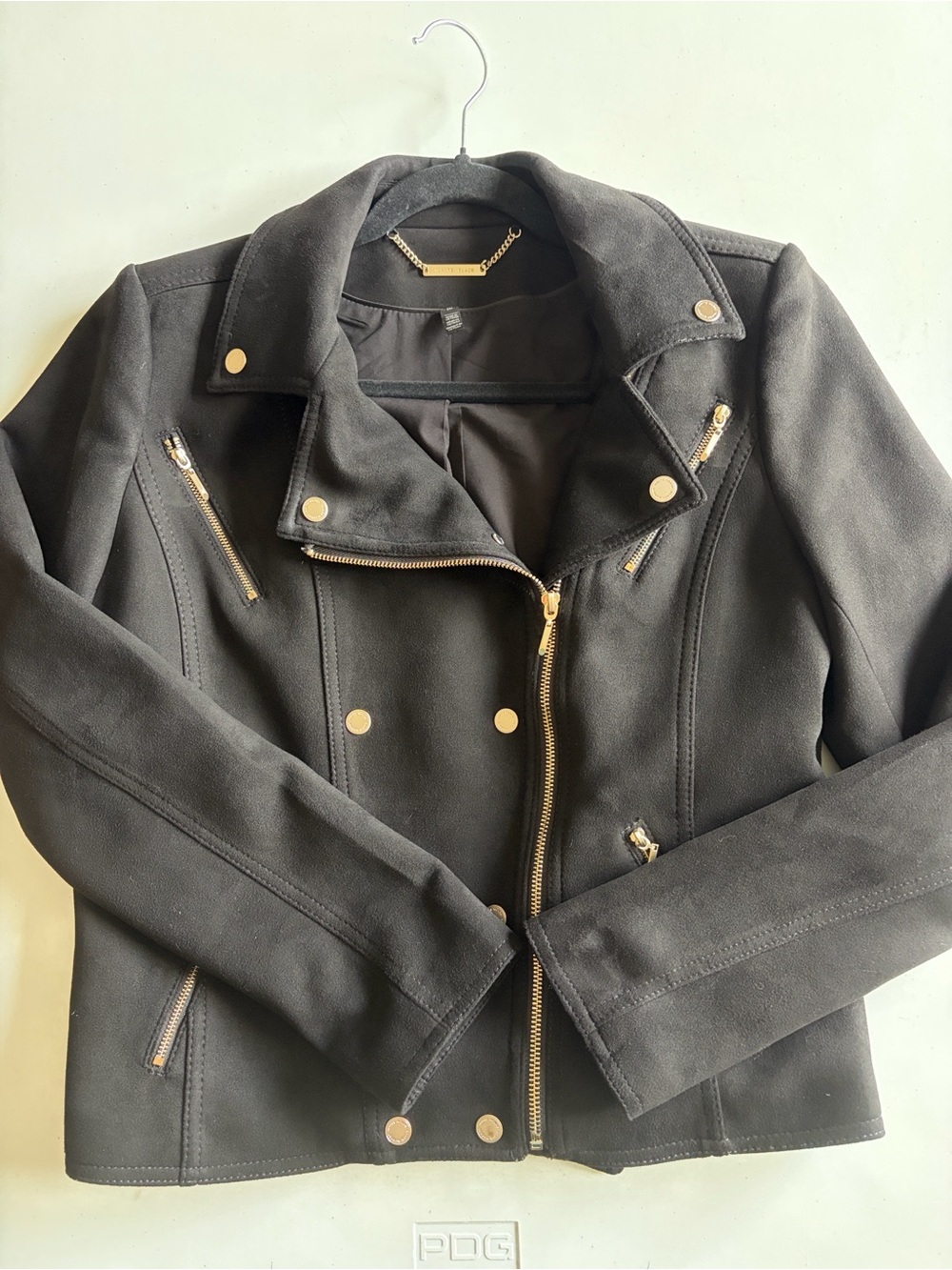 White House Black Market Black Moto Jacket with Silver Zippers